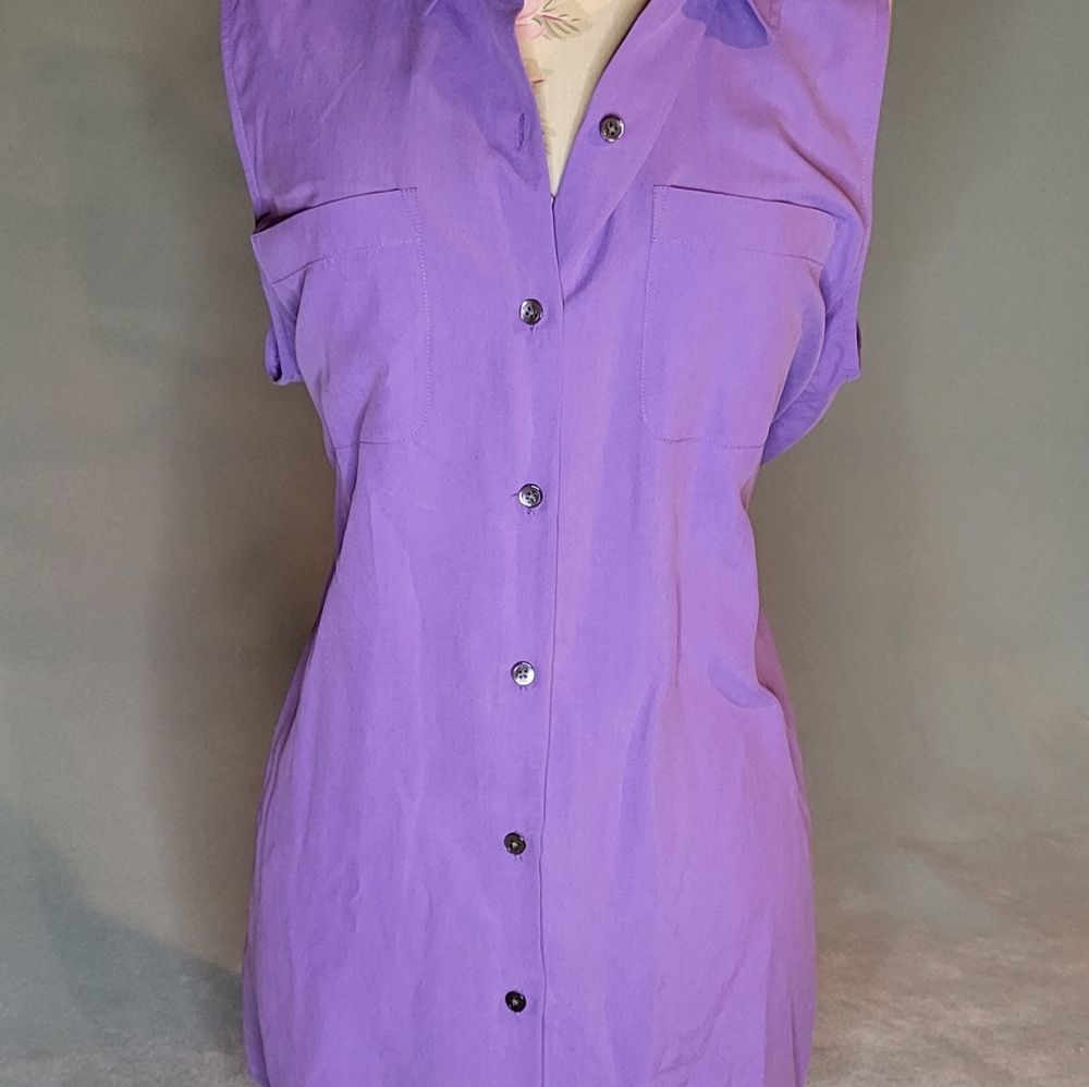 JJill silk sleeveless purple shirt new with tags